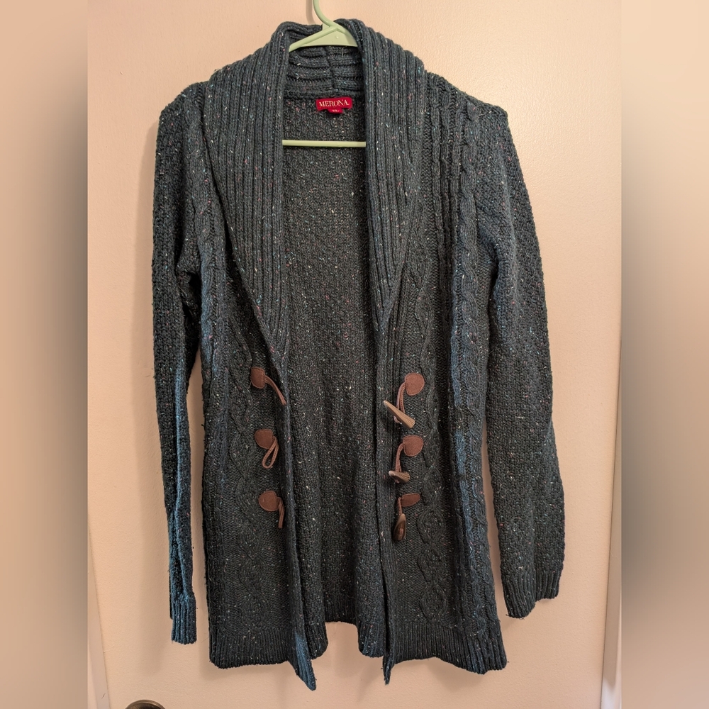 Merona Women's Green Cardigan With Toggle Closure